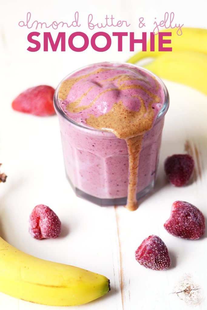 Almond butter, strawberries and bananas blend beautifully into a smoothie that tastes like an all-American classic.