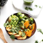 This Cilantro Pesto Buddha Bowl takes rice and veggies to a whole new level, as zesty, sweet, spicy, pesto-y level