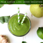 Pear, spinach, ginger, and lime combine to create a flavor profile that’s sweet, gently spicy, and distinctly refreshing. I promise this green smoothie will make up for every bad green juice you’ve ever had to choke down.