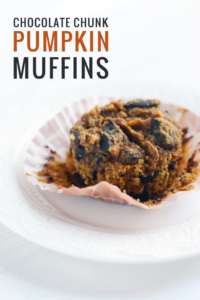 I promise you’ll be too amazed about how moist and chocolatey these pumpkin muffins are, to miss the flour.
