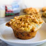 Spinach Artichoke Dip Muffins with Pita Chip Streusel